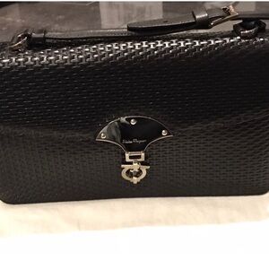 Salvatore Ferragamo Black Woven Shoulder Bag